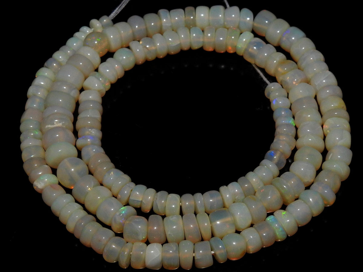 Australian Opal Multi Fire Smooth Roundel Beads/18Inches 4To7MM Approx/For Making Jewelry/Wholesaler/Supplies/Natural Stone/WM