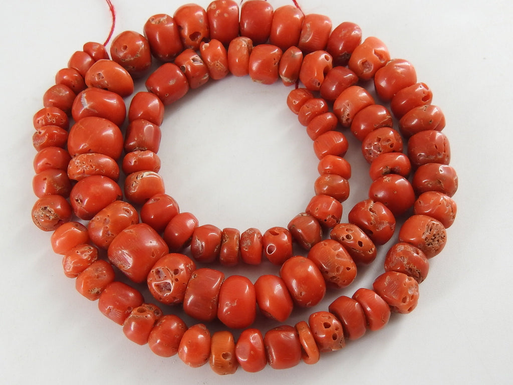 Natural Red Coral Smooth Rondelle Beads 4-8mm 16 Inch Strand Genuine Red Coral Roundel Loose Gemstone for Handmade Jewelry Supplies DIY