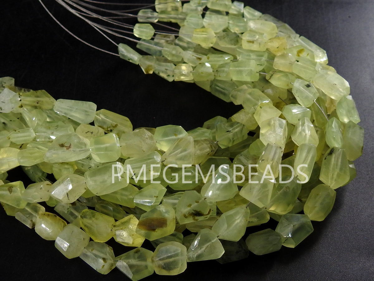 Prehnite Faceted Tumble Nugget-Step Cut-Loose Stone-For Making Jewelry-8Inch 14X10To10X8MM Approx-Natural Stone PME-TU2
