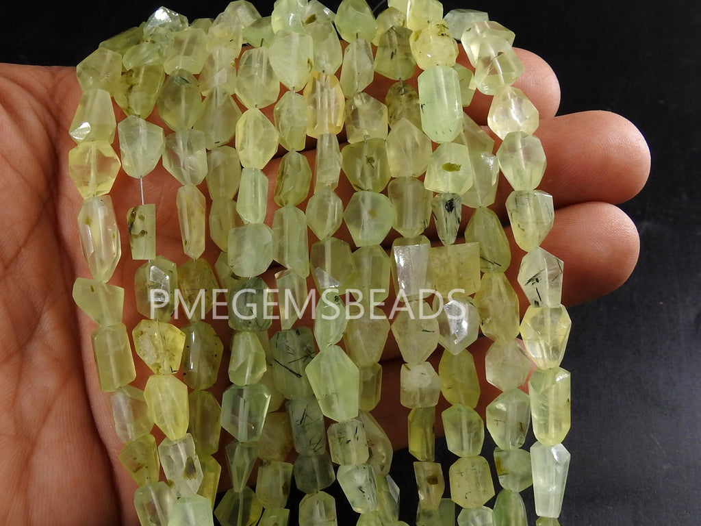 Prehnite Faceted Step Cut Tumble Nuggets/For Making Jewelry/8Inches 11X5To7X5MM Approx/100%Natural/PME-TU2