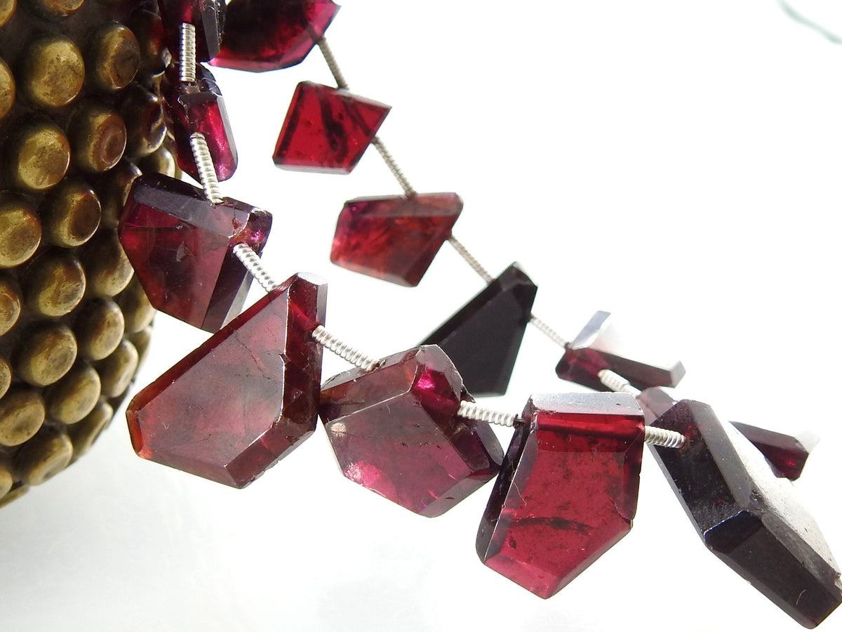 Rhodolite Garnet Briolettes, Faceted Fancy Slice Beads, 17pc Natural Gemstone Strand, 10x20mm, Loose Garnet Wholesale, DIY Jewelry Supplies