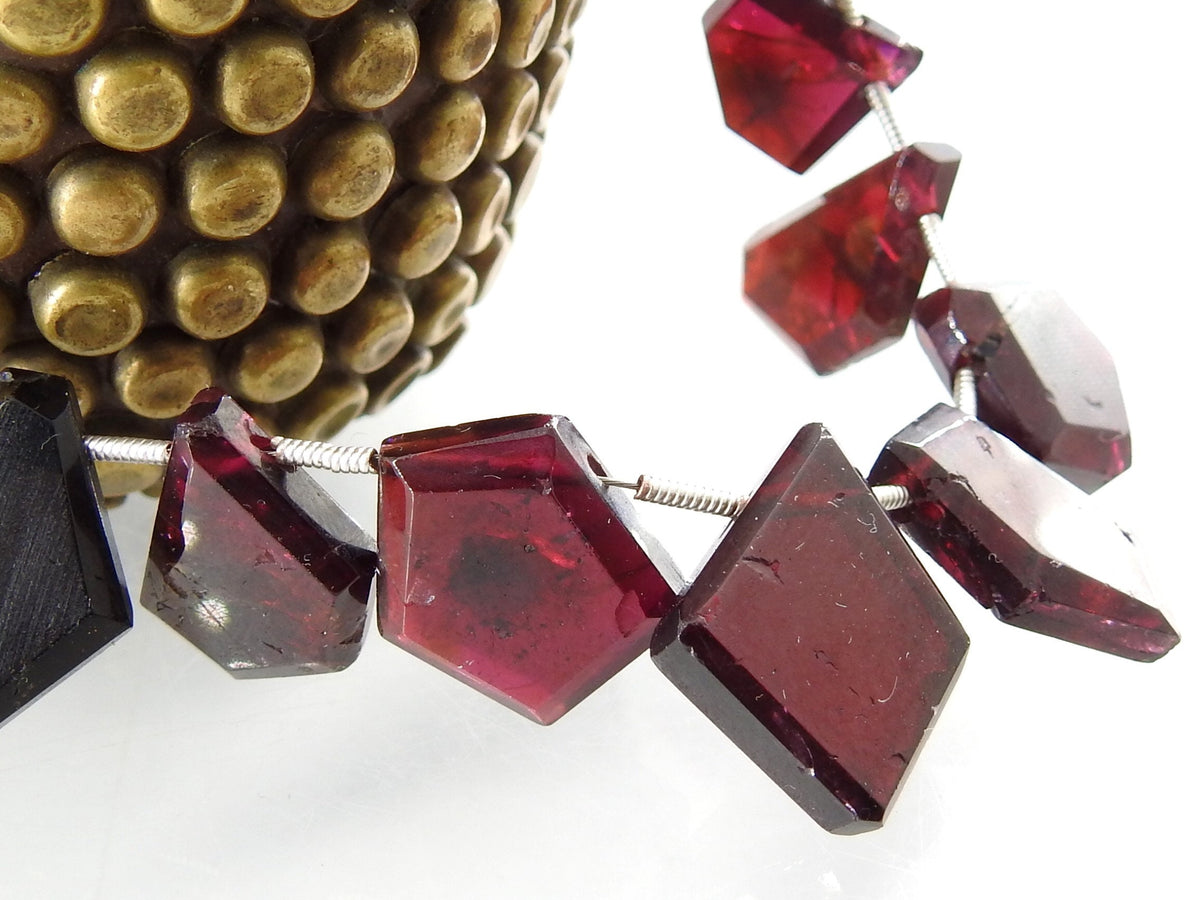Rhodolite Garnet Briolettes, Faceted Fancy Slice Beads, 17pc Natural Gemstone Strand, 10x20mm, Loose Garnet Wholesale, DIY Jewelry Supplies