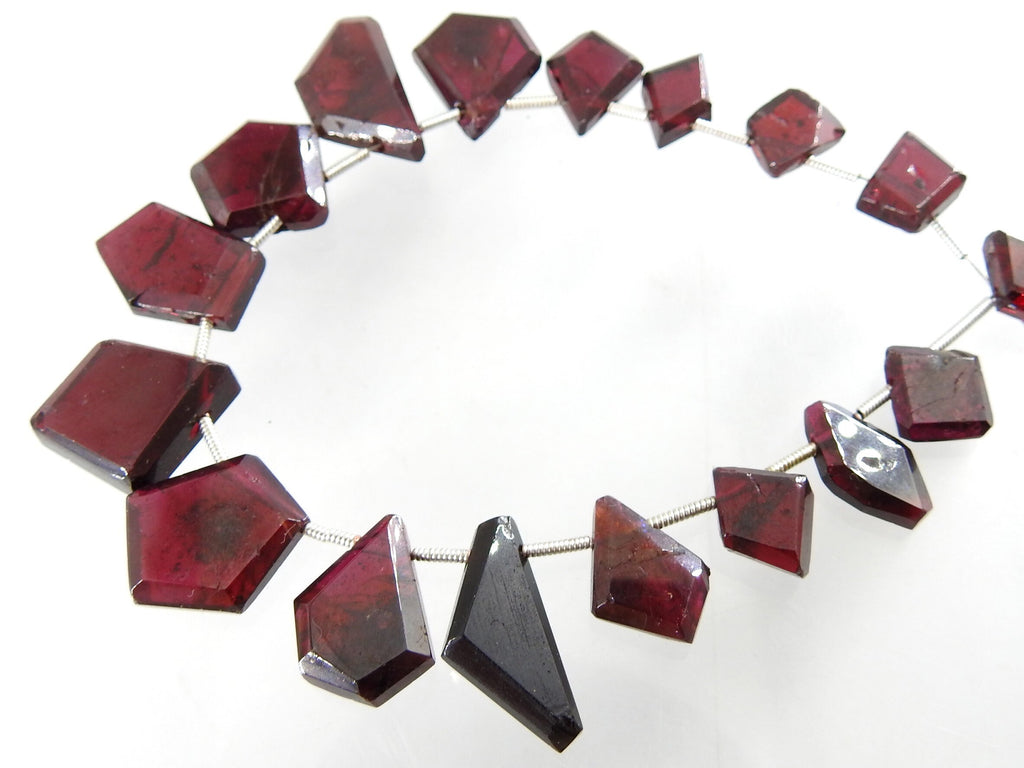 Rhodolite Garnet Briolettes, Faceted Fancy Slice Beads, 17pc Natural Gemstone Strand, 10x20mm, Loose Garnet Wholesale, DIY Jewelry Supplies