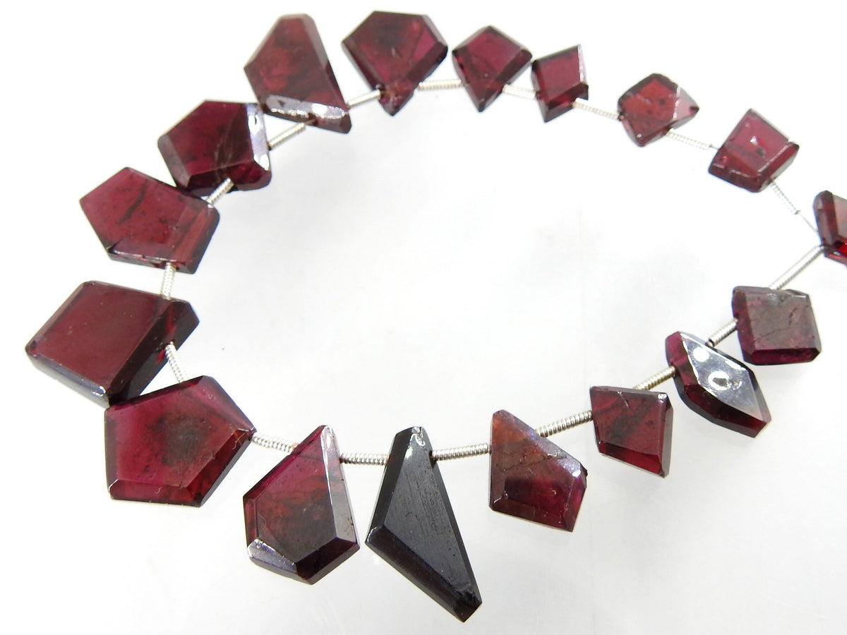 Rhodolite Garnet Briolettes, Faceted Fancy Slice Beads, 17pc Natural Gemstone Strand, 10x20mm, Loose Garnet Wholesale, DIY Jewelry Supplies