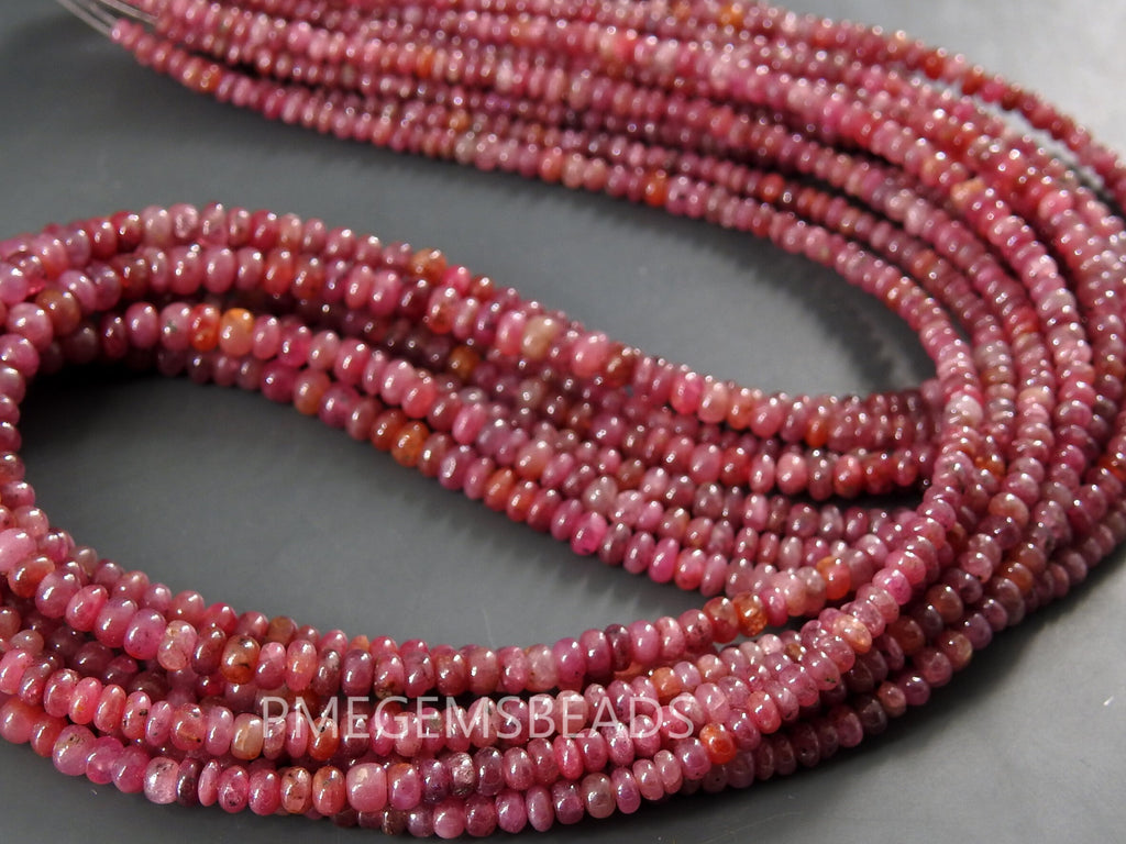 Ruby Smooth Roundel Bead 16Inches Strand For Making Jewelry Supplies PMEB-2