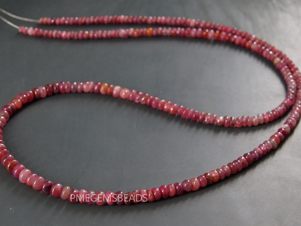 Ruby Smooth Roundel Bead 16Inches Strand For Making Jewelry Supplies PMEB-2
