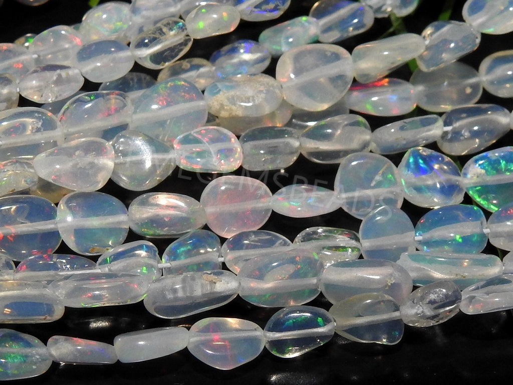 Natural Ethiopian Opal Multi Fire Smooth Tumble Nugget Beads 16" Strand 6x4-4x3mm Wholesale Loose Gemstone For Jewelry Making MS-EO2