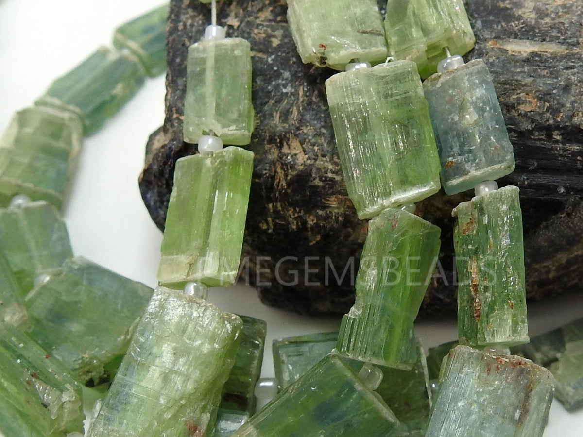 Green Kyanite Natural Rough Tumble Nugget 8Inch Strand 14X10To9X7MM Wholesaler Supplies Gemstone Jewelry Making Loose Raw Spacer Bead Craft