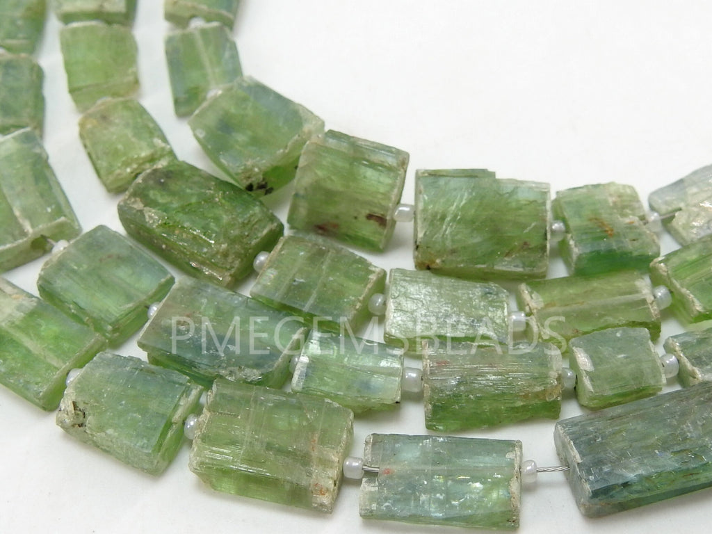 Green Kyanite Natural Rough Tumble Nugget 8Inch Strand 14X10To9X7MM Wholesaler Supplies Gemstone Jewelry Making Loose Raw Spacer Bead Craft