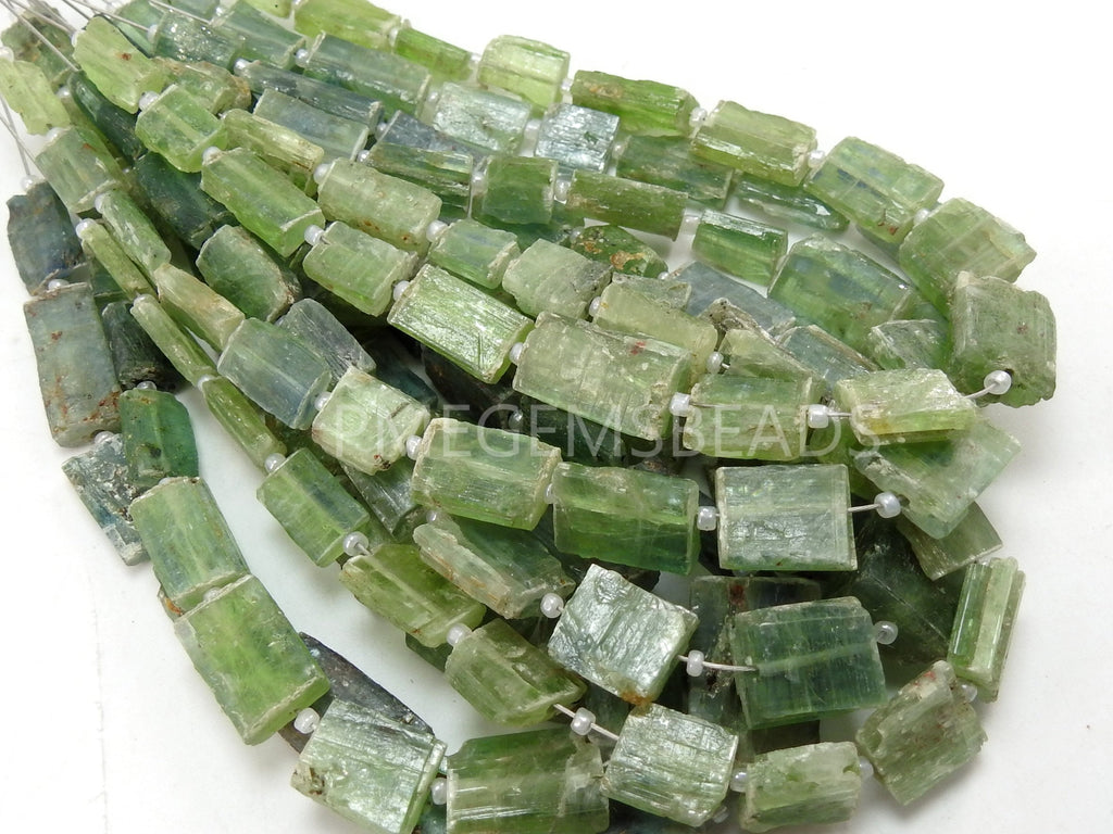 Green Kyanite Natural Rough Tumble Nugget 8Inch Strand 14X10To9X7MM Wholesaler Supplies Gemstone Jewelry Making Loose Raw Spacer Bead Craft