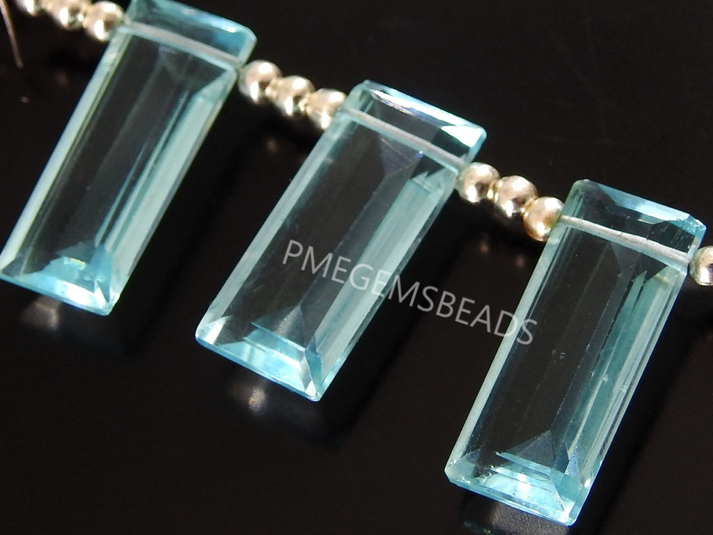 Quartz Rectangle Baguette Beads, 18x7mm Faceted Briolette Matched Pair 2Piece, Loose Stone Supplies for Statement Earring Making PMEQA