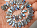 Natural Labradorite Teardrop Beads Multi Flashy Fire Smooth Polished Handmade Bead 15x7mm 10Piece Pack for Jewelry Making DIY PME-CY3