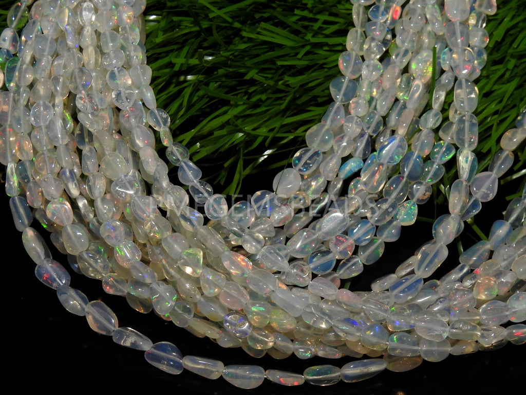 Natural Ethiopian Opal Multi Fire Smooth Tumble Nugget Beads 16" Strand 6x4-4x3mm Wholesale Loose Gemstone For Jewelry Making MS-EO2