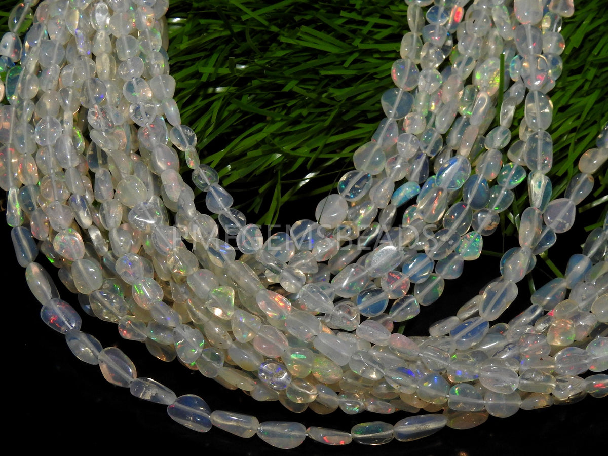 Natural Ethiopian Opal Multi Fire Smooth Tumble Nugget Beads 16" Strand 6x4-4x3mm Wholesale Loose Gemstone For Jewelry Making MS-EO2