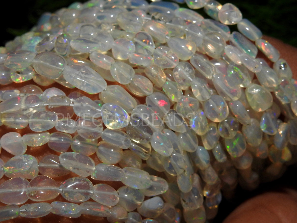 Natural Ethiopian Opal Multi Fire Smooth Tumble Nugget Beads 16" Strand 6x4-4x3mm Wholesale Loose Gemstone For Jewelry Making MS-EO2