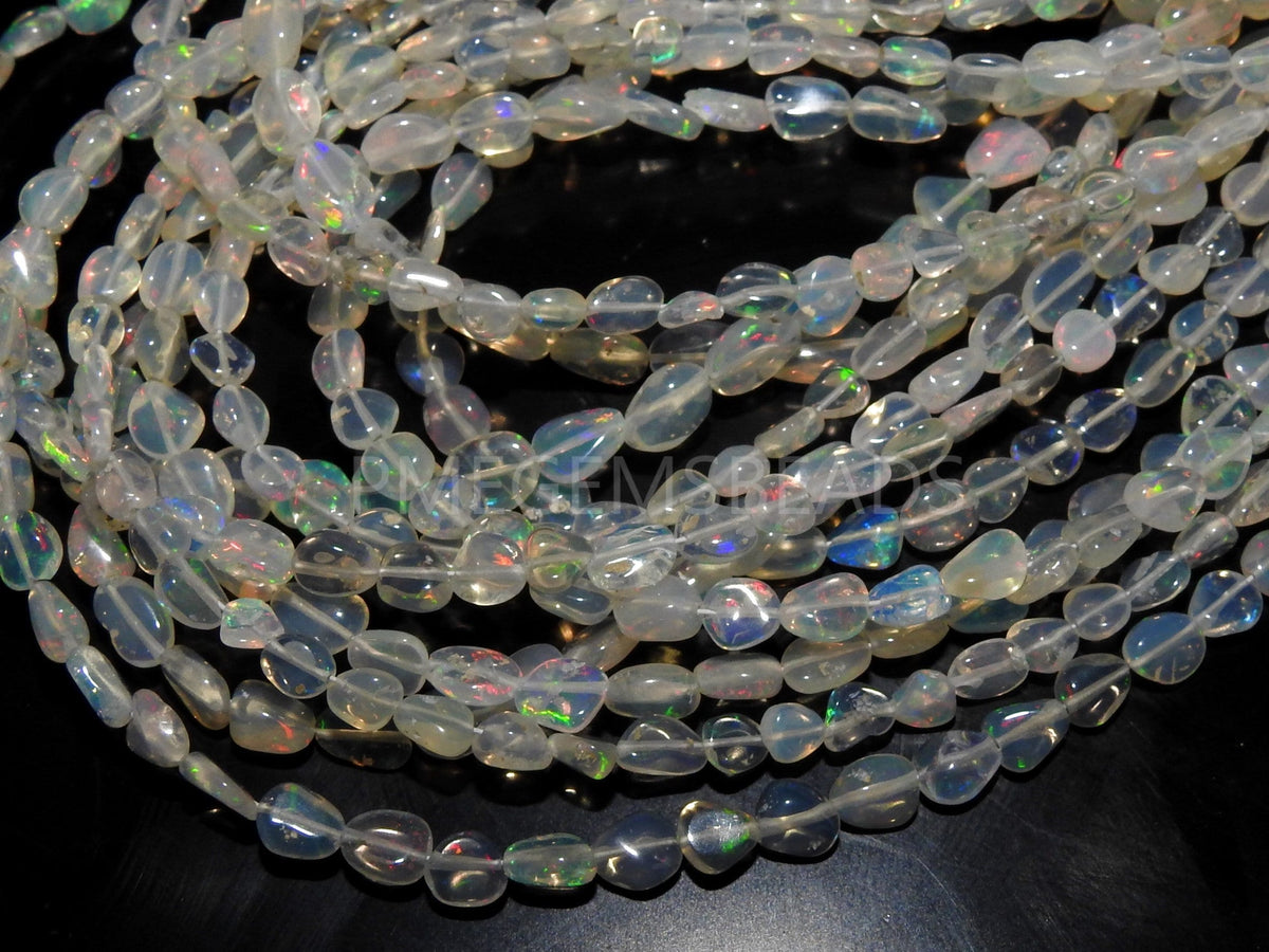 Natural Ethiopian Opal Multi Fire Smooth Tumble Nugget Beads 16" Strand 6x4-4x3mm Wholesale Loose Gemstone For Jewelry Making MS-EO2