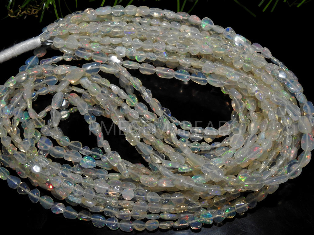 Natural Ethiopian Opal Multi Fire Smooth Tumble Nugget Beads 16" Strand 6x4-4x3mm Wholesale Loose Gemstone For Jewelry Making MS-EO2