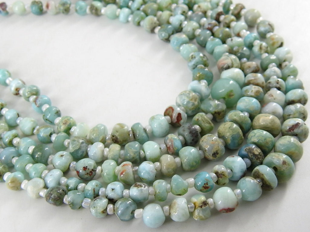Larimar Smooth Handmade Roundel Bead Loose Stone For Making Jewelry 10Inches Strand 4X7MM Approx Natural Stone WM-B7