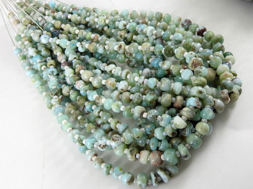 Larimar Smooth Handmade Roundel Bead Loose Stone For Making Jewelry 10Inches Strand 4X7MM Approx Natural Stone WM-B7