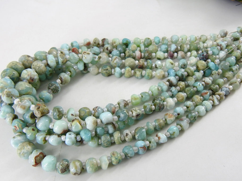 Larimar Smooth Handmade Roundel Bead Loose Stone For Making Jewelry 10Inches Strand 4X7MM Approx Natural Stone WM-B7