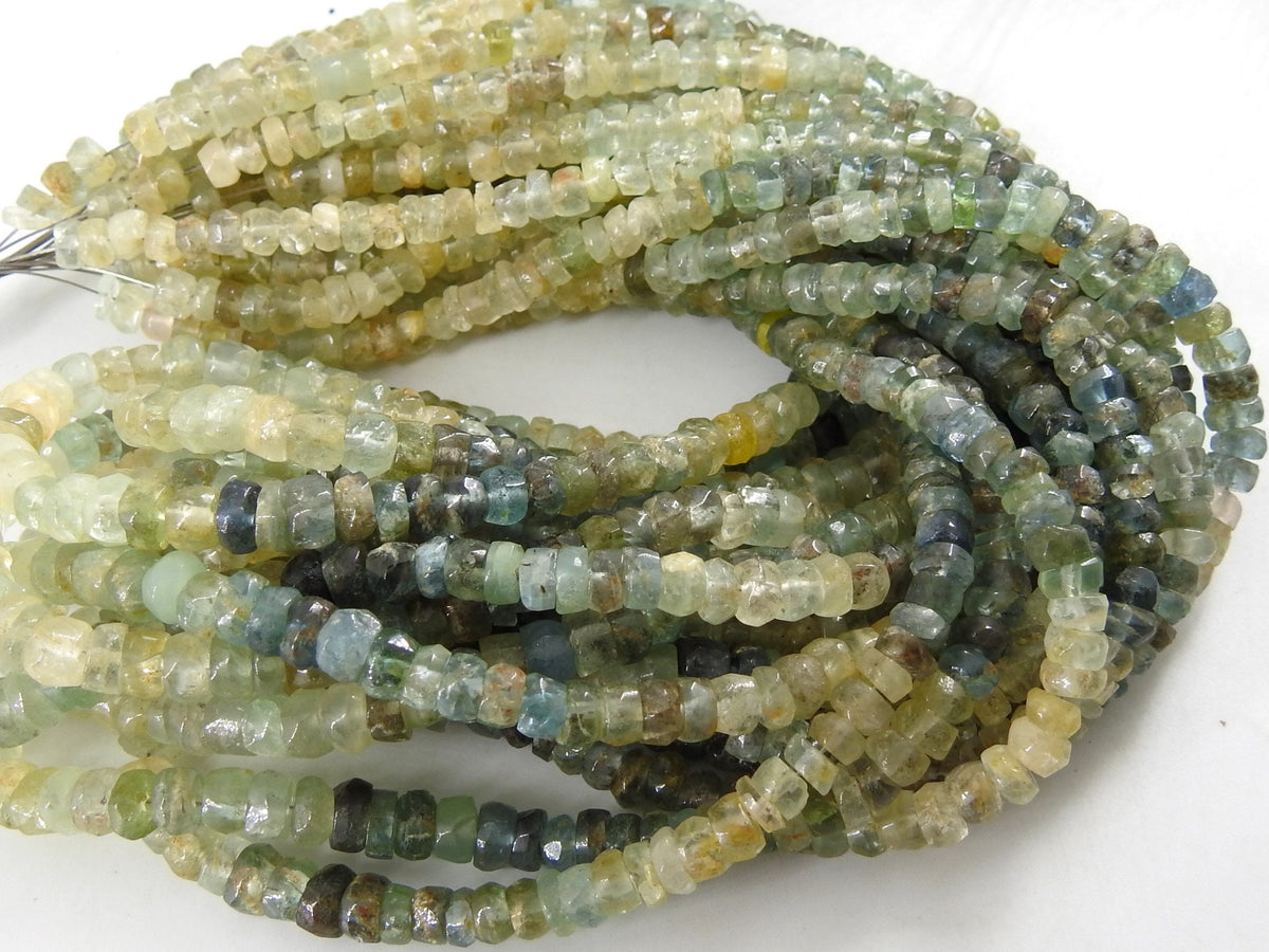 Aquamarine Multi Shaded Smooth Tire Bead 16Inches Strand Wholesaler Supplies Natural Stone T3
