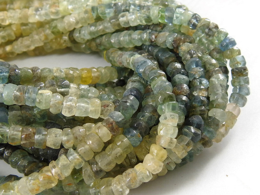 Aquamarine Multi Shaded Smooth Tire Bead 16Inches Strand Wholesaler Supplies Natural Stone T3