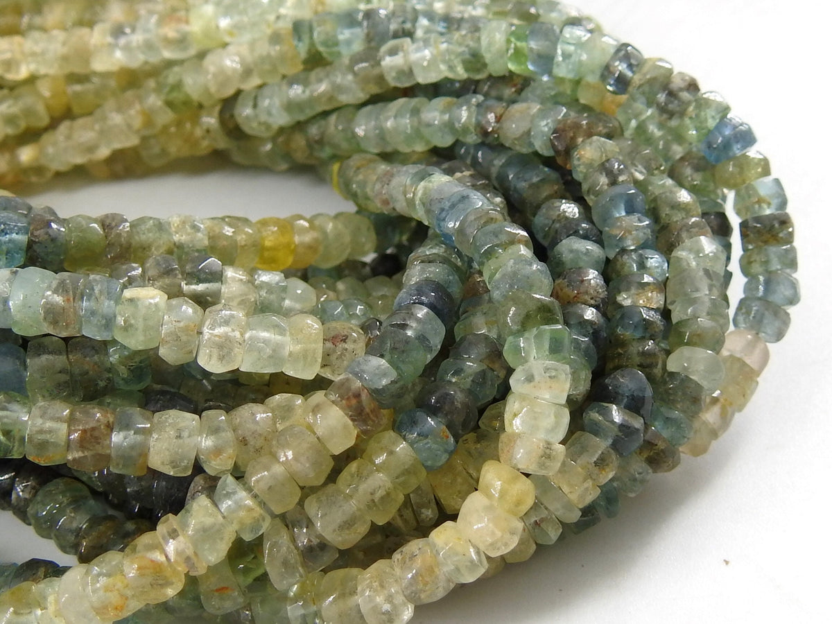 Aquamarine Multi Shaded Smooth Tire Bead 16Inches Strand Wholesaler Supplies Natural Stone T3