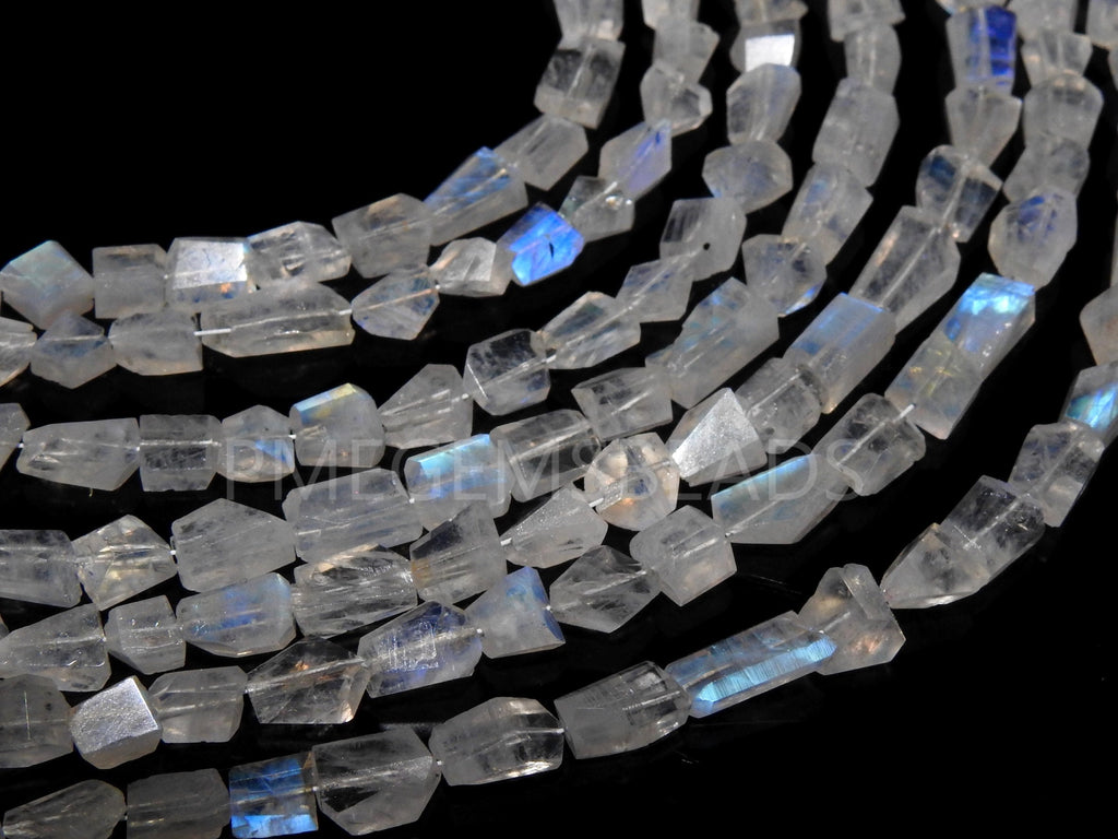 White Rainbow Moonstone Multi Flashy Fire Faceted Tumble Nugget 10Inches Strand Wholesaler Supplies PME-TU6
