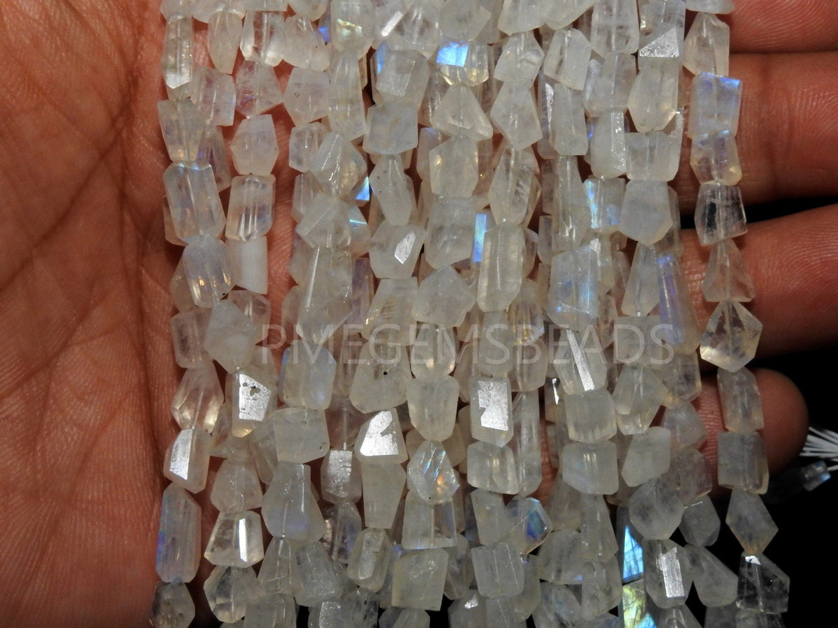 White Rainbow Moonstone Multi Flashy Fire Faceted Tumble Nugget 10Inches Strand Wholesaler Supplies PME-TU6