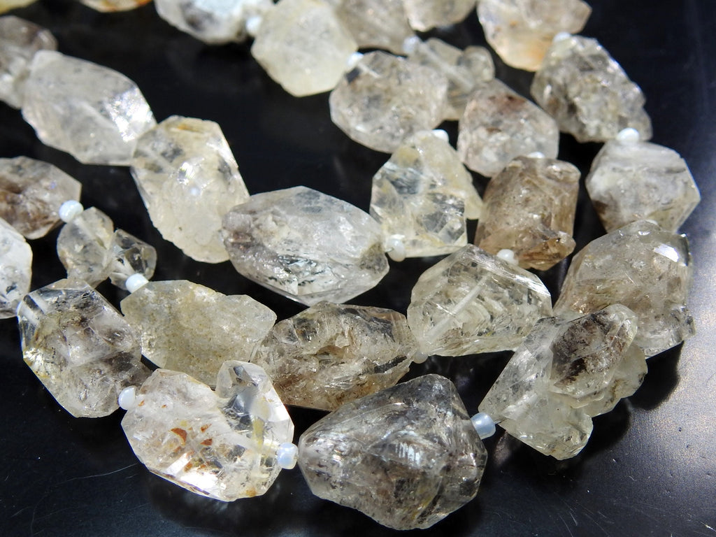 Natural Herkimer Diamond Rough Crystal Beads 10-15mm Tumble Nugget 8" Strand Healing Raw Stone Loose Quartz Bead DIY Jewelry Supplies RB4