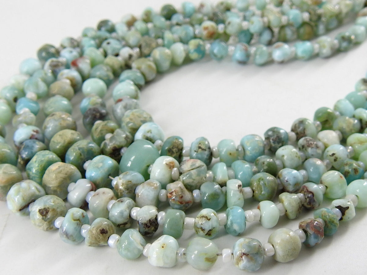 Larimar Smooth Handmade Roundel Bead Loose Stone For Making Jewelry 10Inches Strand 4X7MM Approx Natural Stone WM-B7