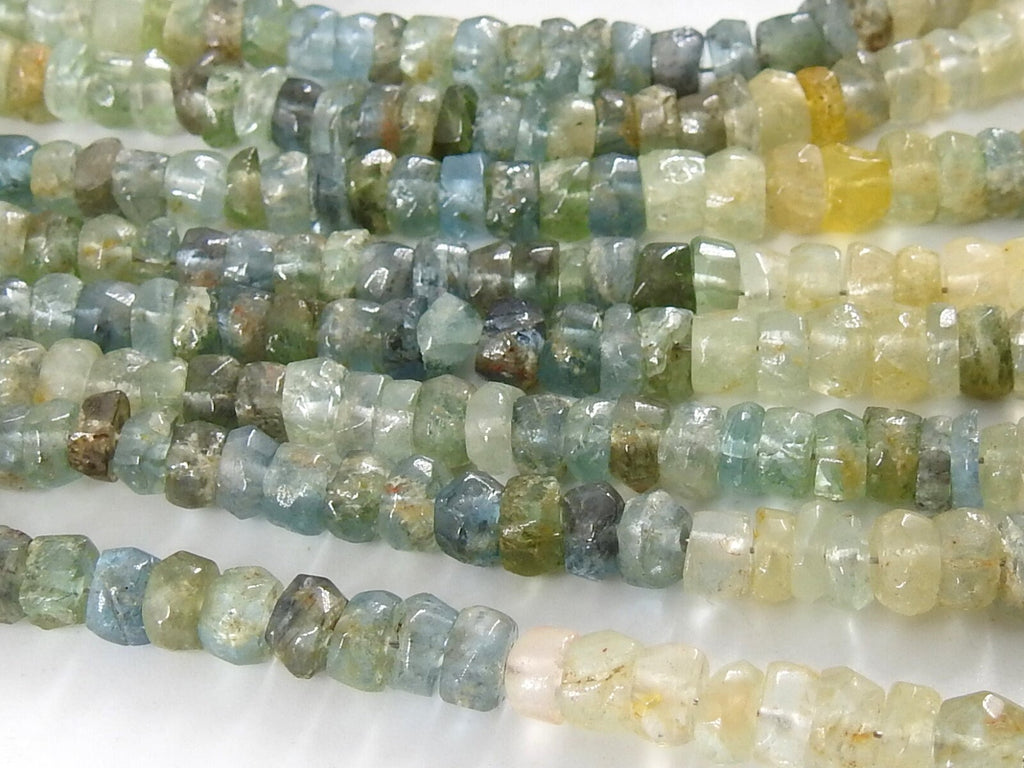 Aquamarine Multi Shaded Smooth Tire Bead 16Inches Strand Wholesaler Supplies Natural Stone T3