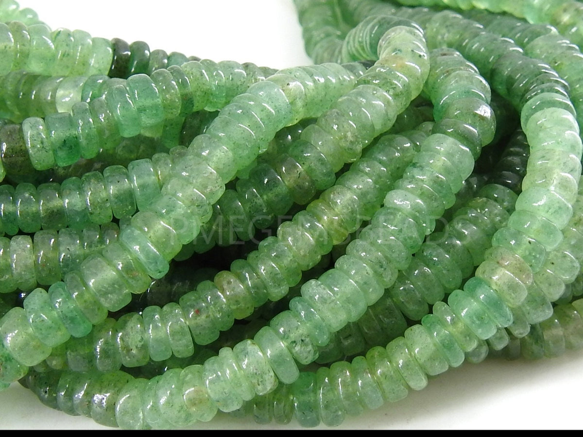 Green Strawberry Quartz Bead-Multi Shaded-Smooth Polished-Tire Coin Button Wheel Shape-16Inches 6MM Approx-Natural Stone PME-T2