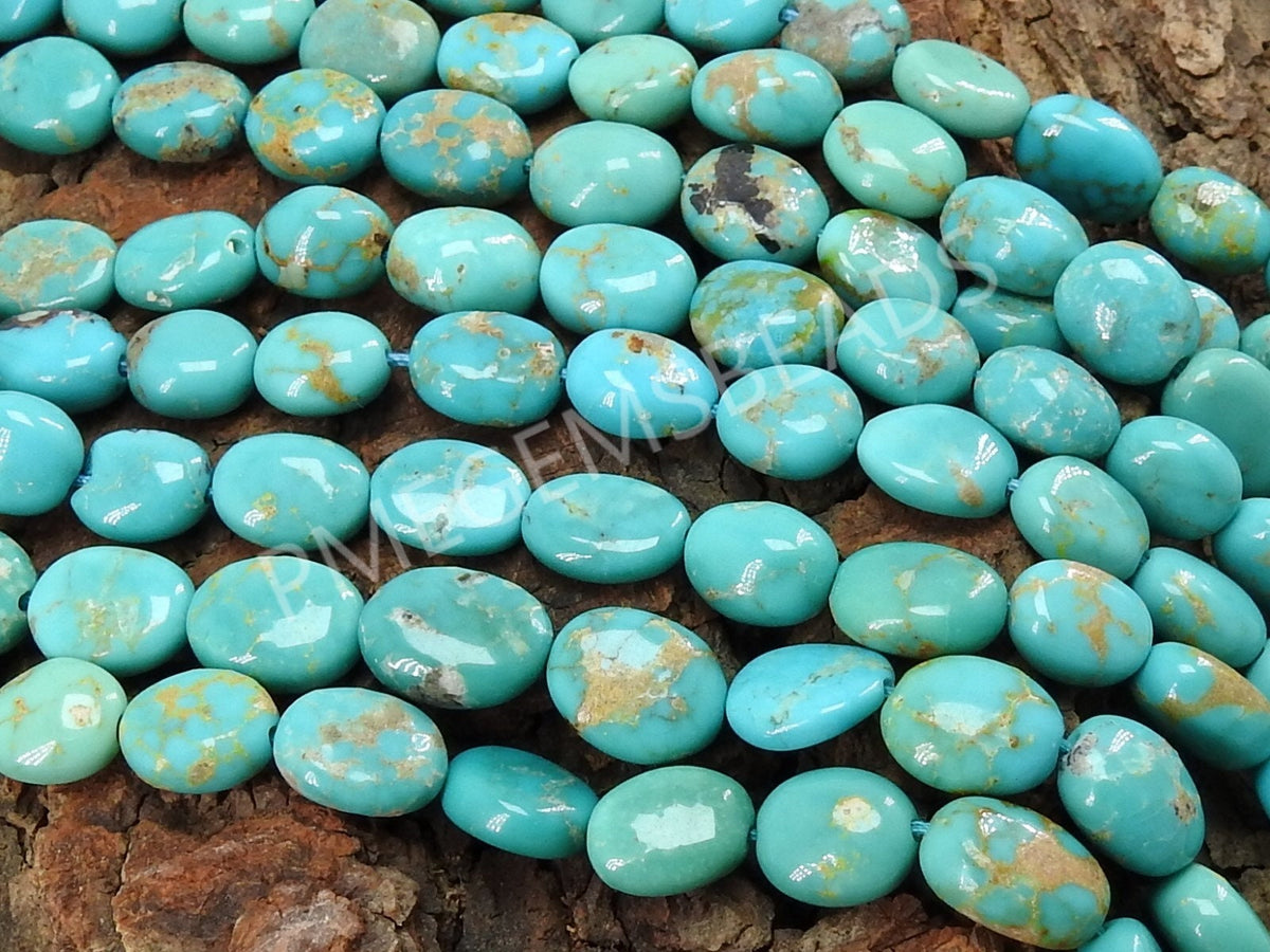 Arizona Turquoise Tumble Nugget-Smooth Polished-Oval Shape-Loose Stone-9Inch Strand 4-5MM Long Approx-Wholesaler Supplies PME-TU3