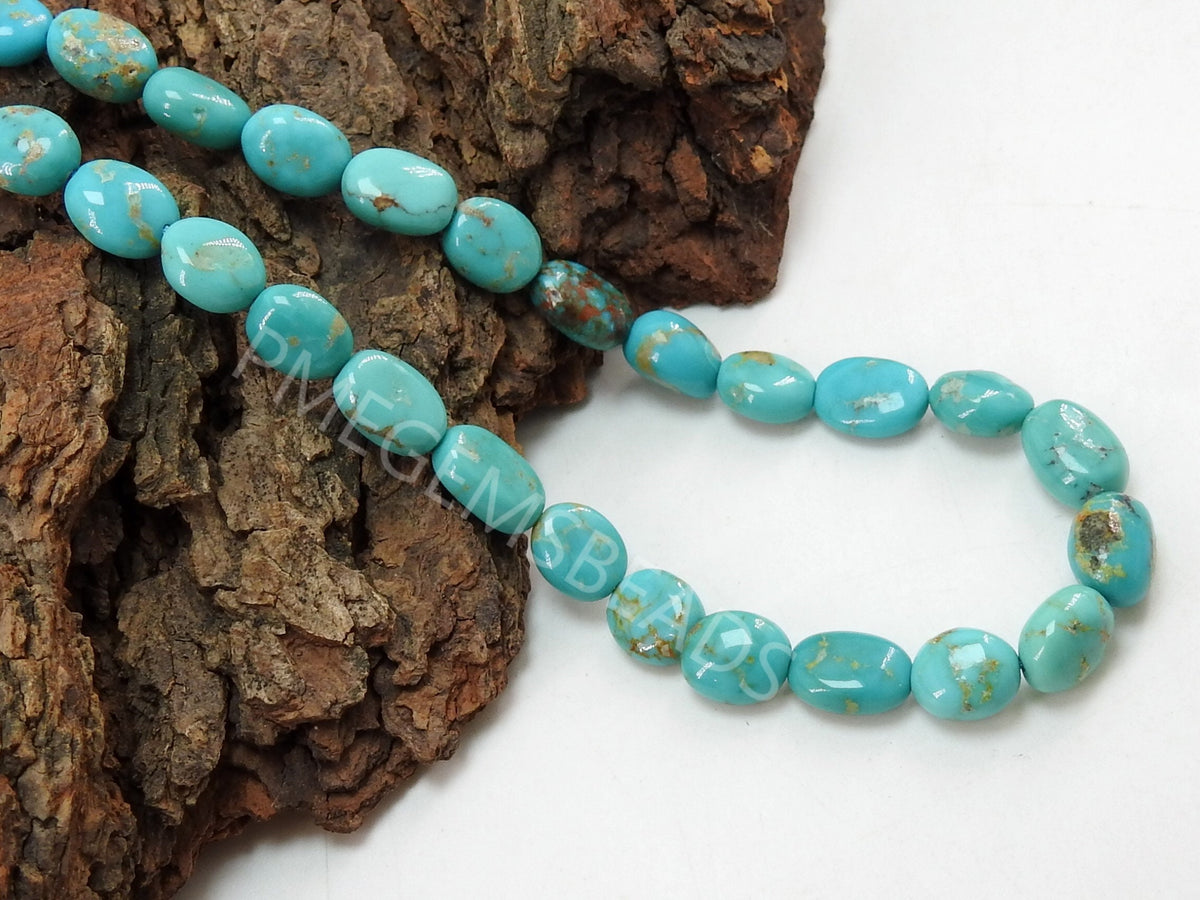 Arizona Turquoise Tumble Nugget-Smooth Polished-Oval Shape-Loose Stone-9Inch Strand 4-5MM Long Approx-Wholesaler Supplies PME-TU3