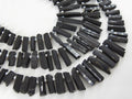 Natural Black Tourmaline Rough Stick Beads, Raw Crystal Points 10 Inches Strand, 15X5 To 8X5MM Long Gemstone, Wholesale Jewelry Supply R6