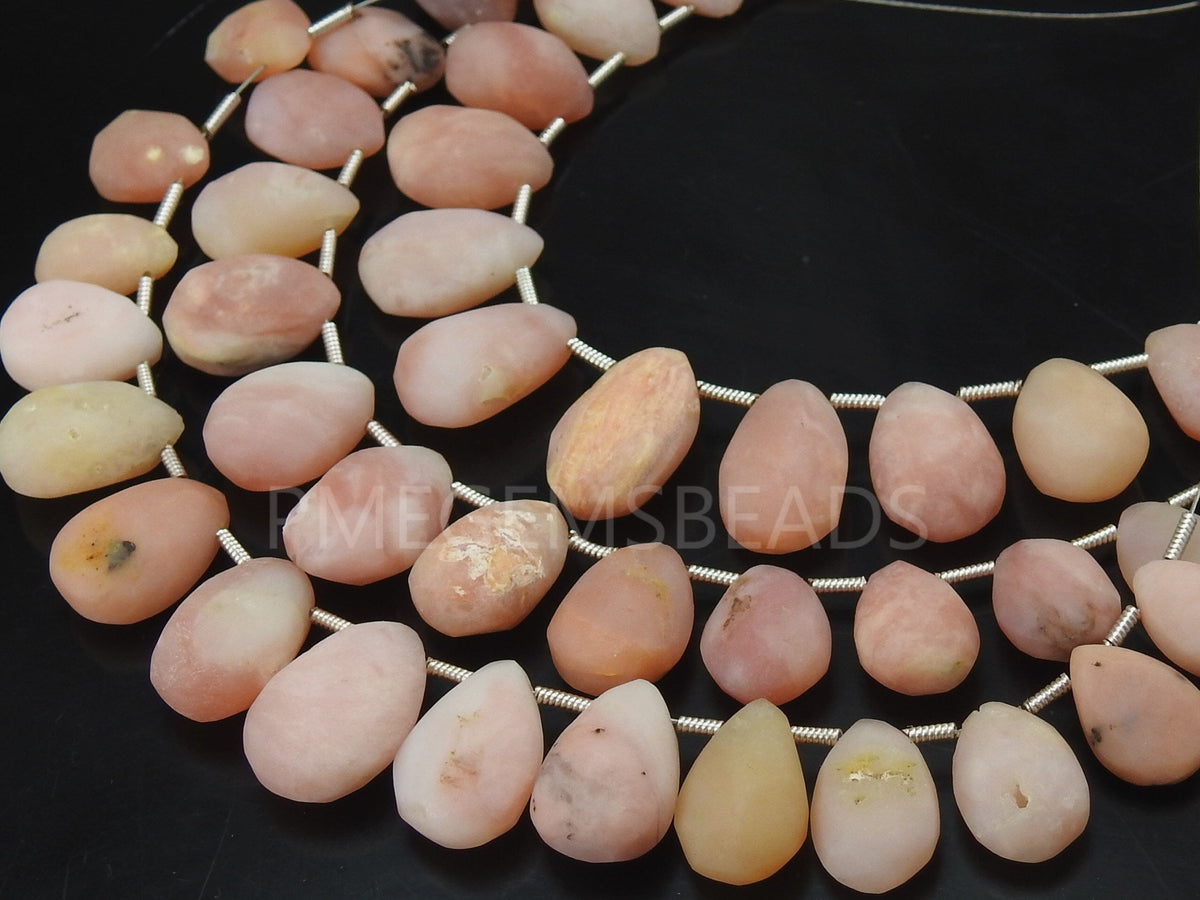 Pink Peruvian Opal Teardrop-Smooth Matte Polished-16Piece Strand 16X10To12X8MM-Wholesaler Supplies-Natural Stone MS-BR7