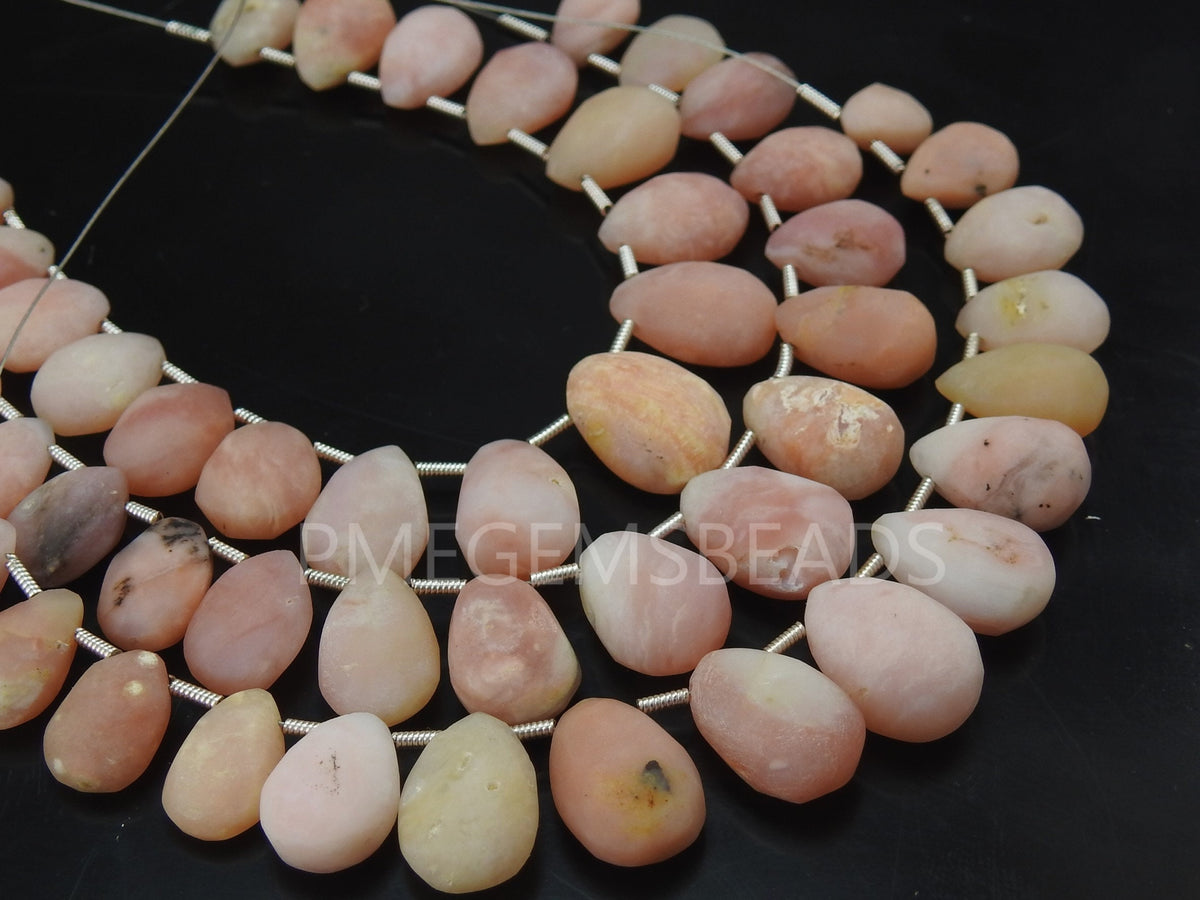 Pink Peruvian Opal Teardrop-Smooth Matte Polished-16Piece Strand 16X10To12X8MM-Wholesaler Supplies-Natural Stone MS-BR7
