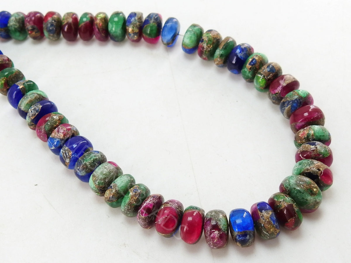 Copper Turquoise Smooth Roundel Bead 9Inches Strand 8MM Wholesaler Supplies Loose Gemstone Rondelle For DIY Jewelry Making Stones