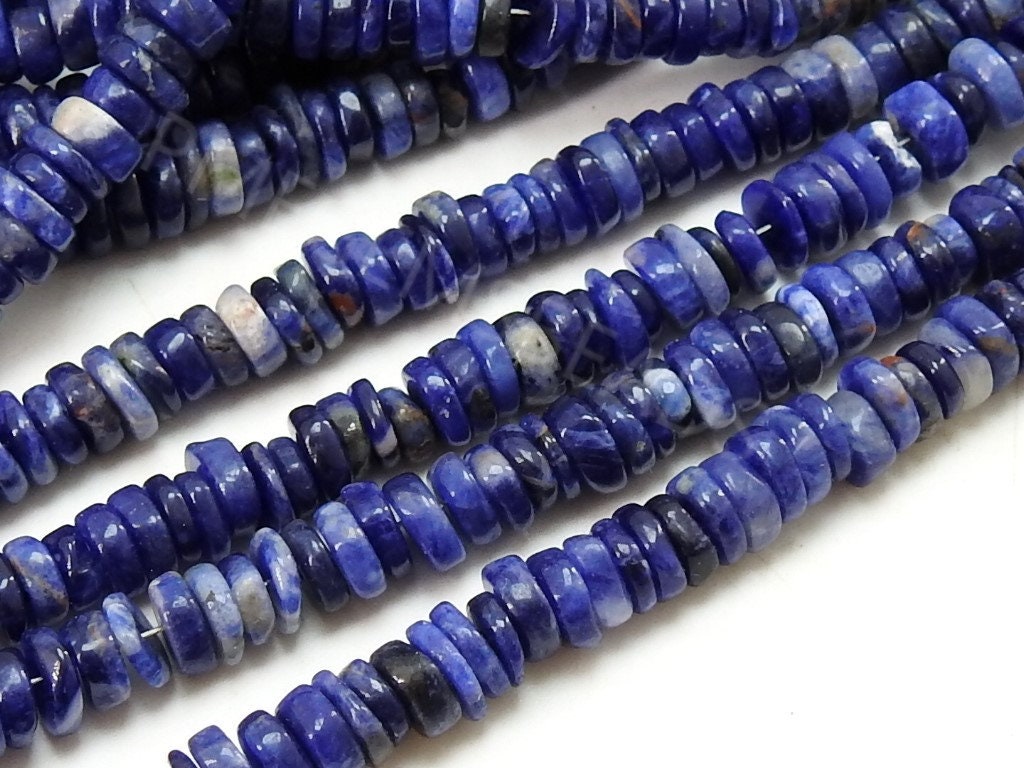 Sodalite Smooth Tire Bead Button Coin Wheel Shape 16Inches Strand 5MM Approx Wholesale Price New Arrival PME-T2