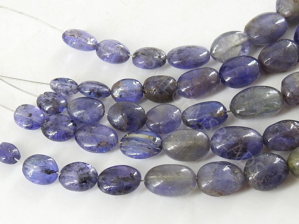 Blue Tanzanite Smooth Oval Shape Tumble Nuggets, 8" Strand 14x10mm To 6x5mm Natural Gemstone Wholesale Jewelry Supplies PME-TU5