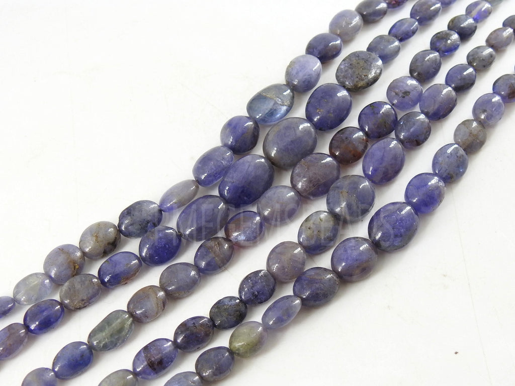 Blue Tanzanite Smooth Oval Shape Tumble Nuggets, 8" Strand 14x10mm To 6x5mm Natural Gemstone Wholesale Jewelry Supplies PME-TU5