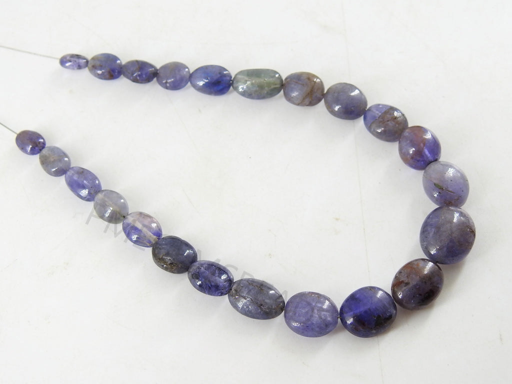 Blue Tanzanite Smooth Oval Shape Tumble Nuggets, 8" Strand 14x10mm To 6x5mm Natural Gemstone Wholesale Jewelry Supplies PME-TU5