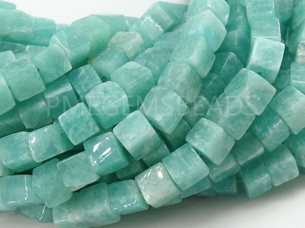 Amazonite Smooth Cubes Box Bead 16Inch Strand Wholesaler Supplies Natural Stone PME-CB2