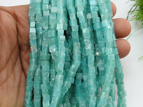 Amazonite Smooth Cubes Box Bead 16Inch Strand Wholesaler Supplies Natural Stone PME-CB2