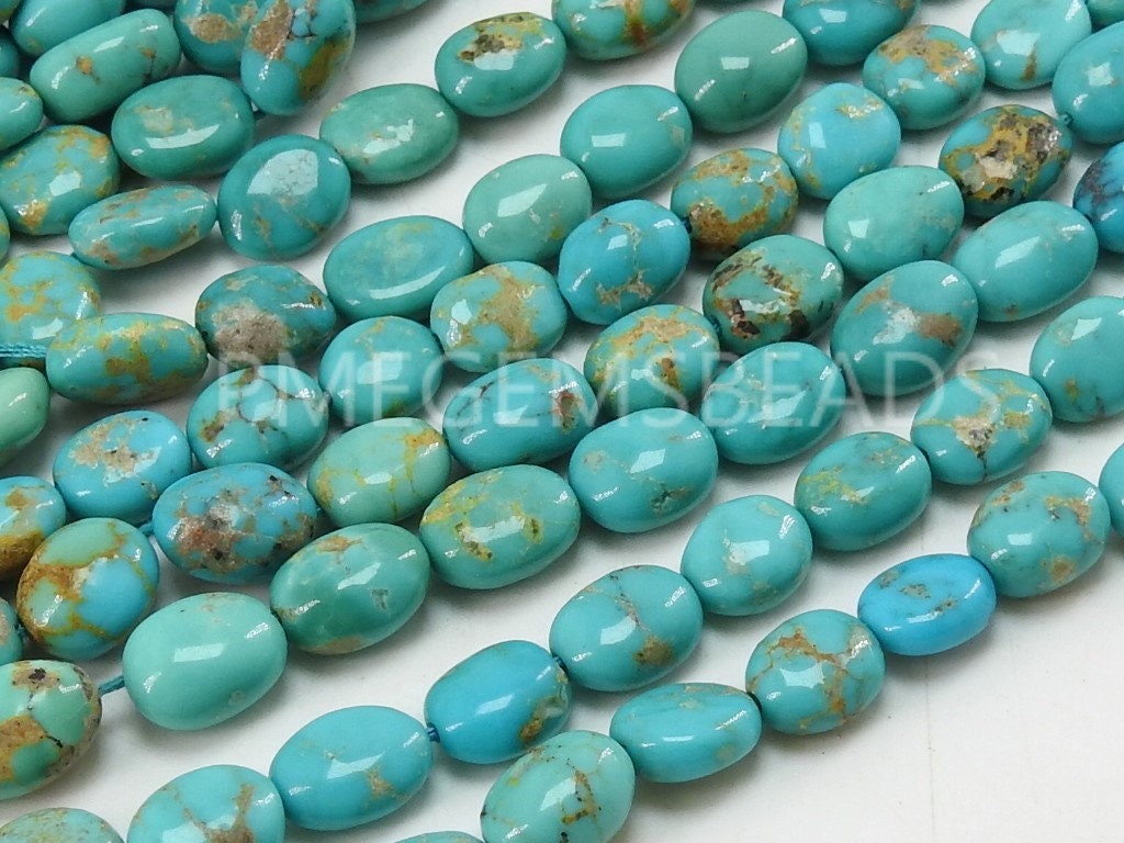 Arizona Turquoise Tumble Nugget-Smooth Polished-Oval Shape-Loose Stone-9Inch Strand 4-5MM Long Approx-Wholesaler Supplies PME-TU3