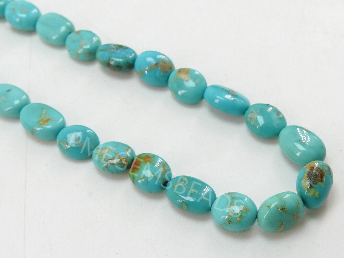 Arizona Turquoise Tumble Nugget-Smooth Polished-Oval Shape-Loose Stone-9Inch Strand 4-5MM Long Approx-Wholesaler Supplies PME-TU3
