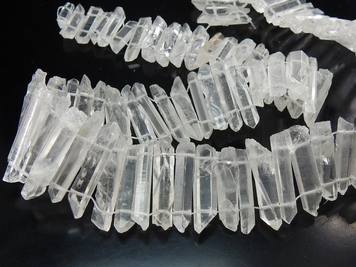 Crystal Quartz Natural Rough Stick Loose Raw Healing Stone 8" Strand, 15-20mm Long Wholesale Jewelry Making Craft Supplies R6