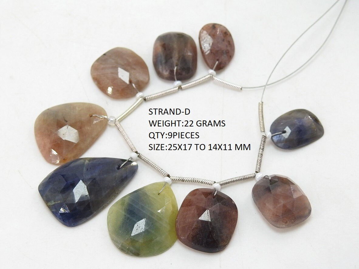 Multi Sapphire Faceted Fancy Shape Cabochon Briolette, Handmade Loose Stone, Natural Gemstone Wholesale Supplies Jewelry Making Strand