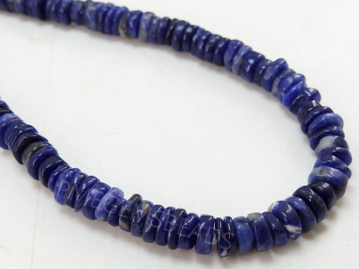 Sodalite Smooth Tire Bead Button Coin Wheel Shape 16Inches Strand 5MM Approx Wholesale Price New Arrival PME-T2